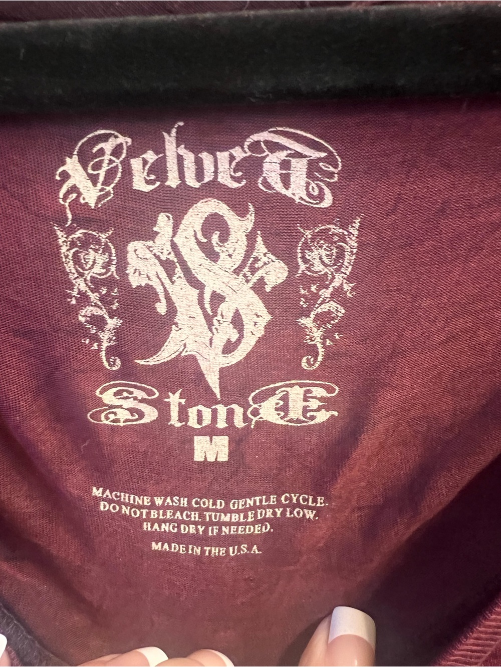 Velvet Stone Maroon Graphic V-Neck Long Sleeve Top - Picture 4 of 7
